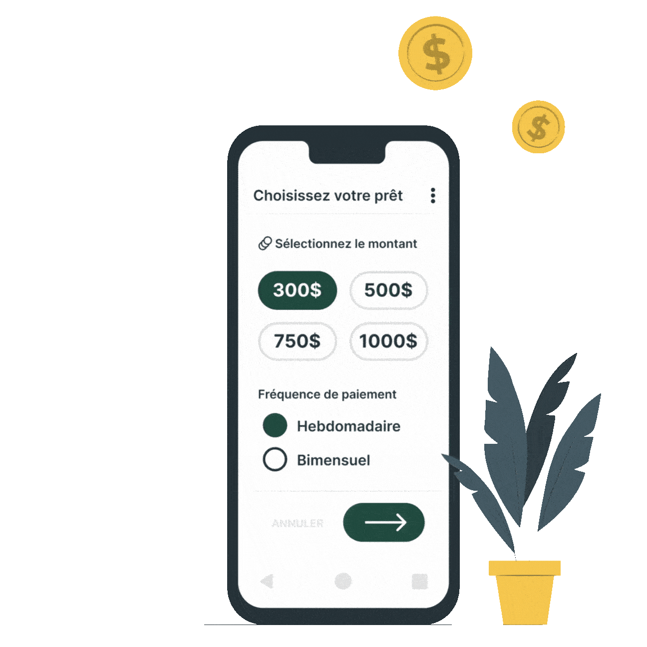 Animated visual promoting Alter Cash's English-language services
